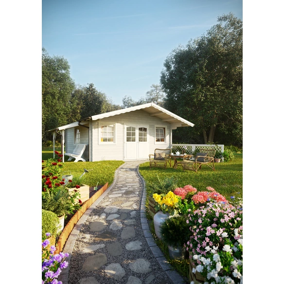 Blockbohlenhaus »Helena«, Holz, BxHxT: 608 x 290 x 672 cm (Außenmaße inkl. Dachüberstand)