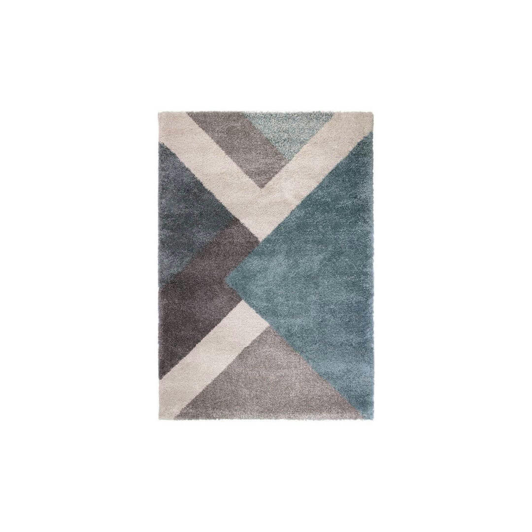 ZULA - Tapis géométrique design en polypropylène bleu 120x170
