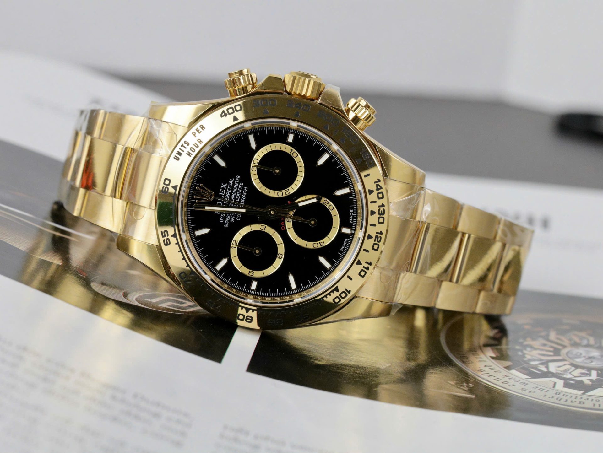 Rolex Daytona 126508 YG Plated Black Dial 40mm Oyster Super Clone