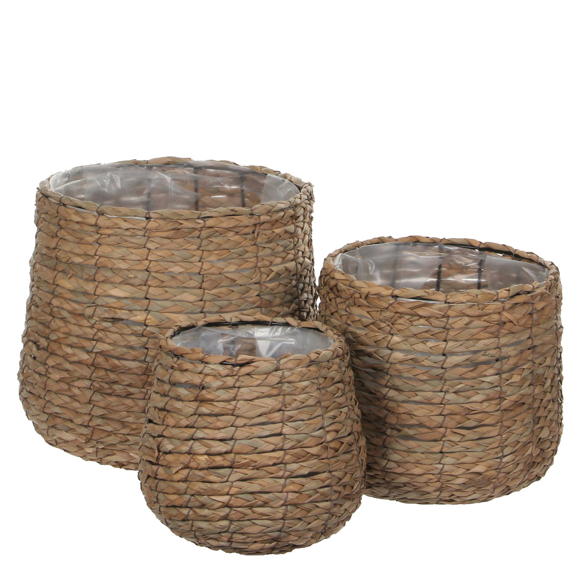 Mica Decorations Avalon Plantenmand - Set van 3 - H31 x Ø30 cm - Zeegras - Lichtbruin