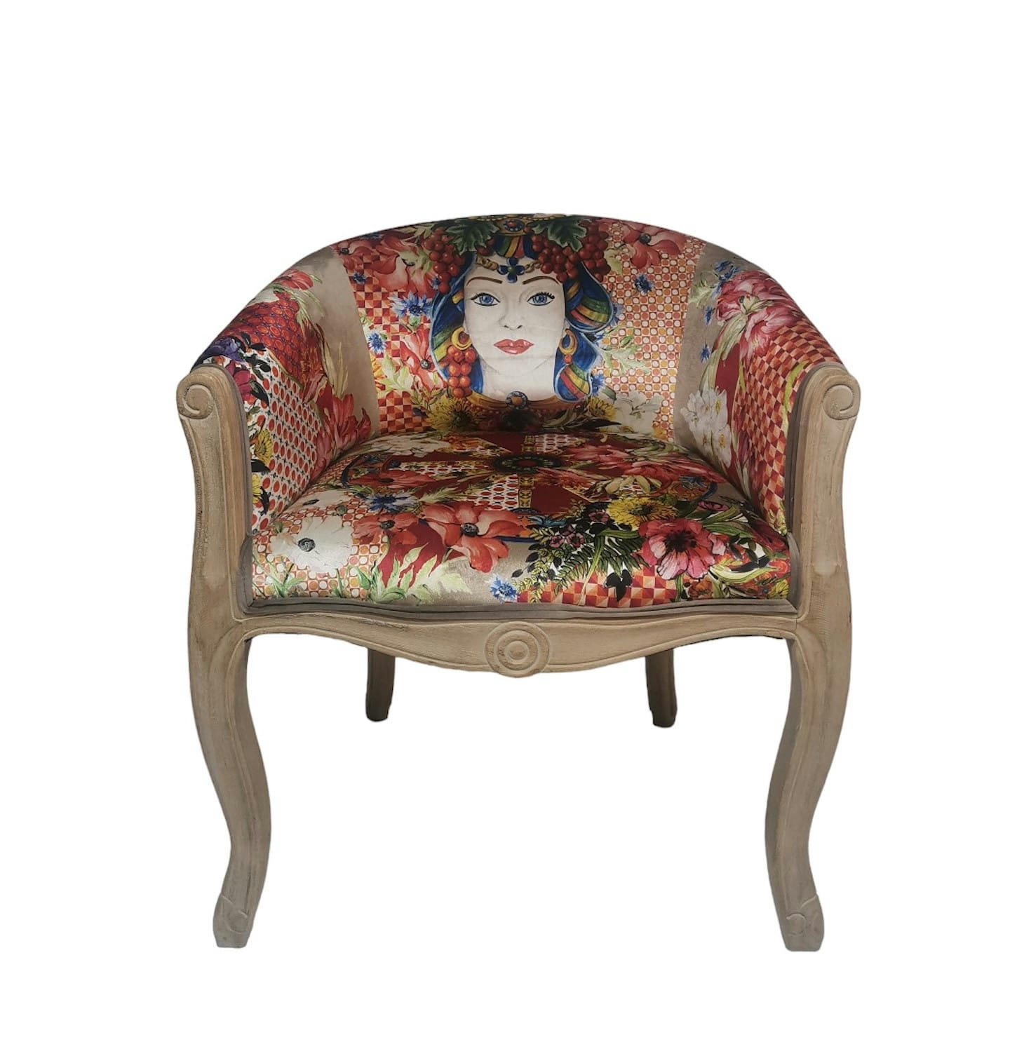 ESPERANZA - Fauteuil en velours imprimé rouge