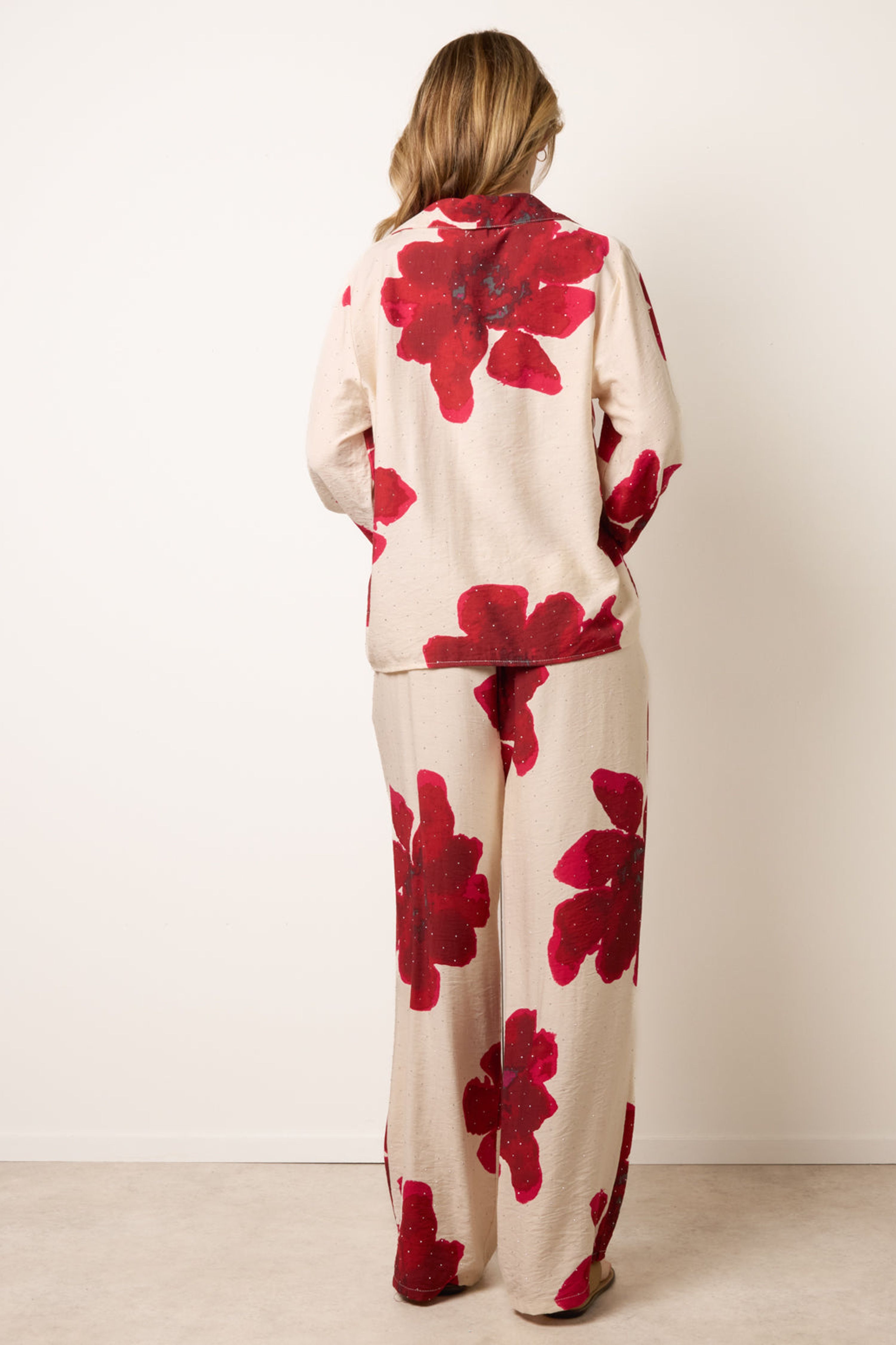 Blue Vanilla Red Floral Print Co-Ord Set