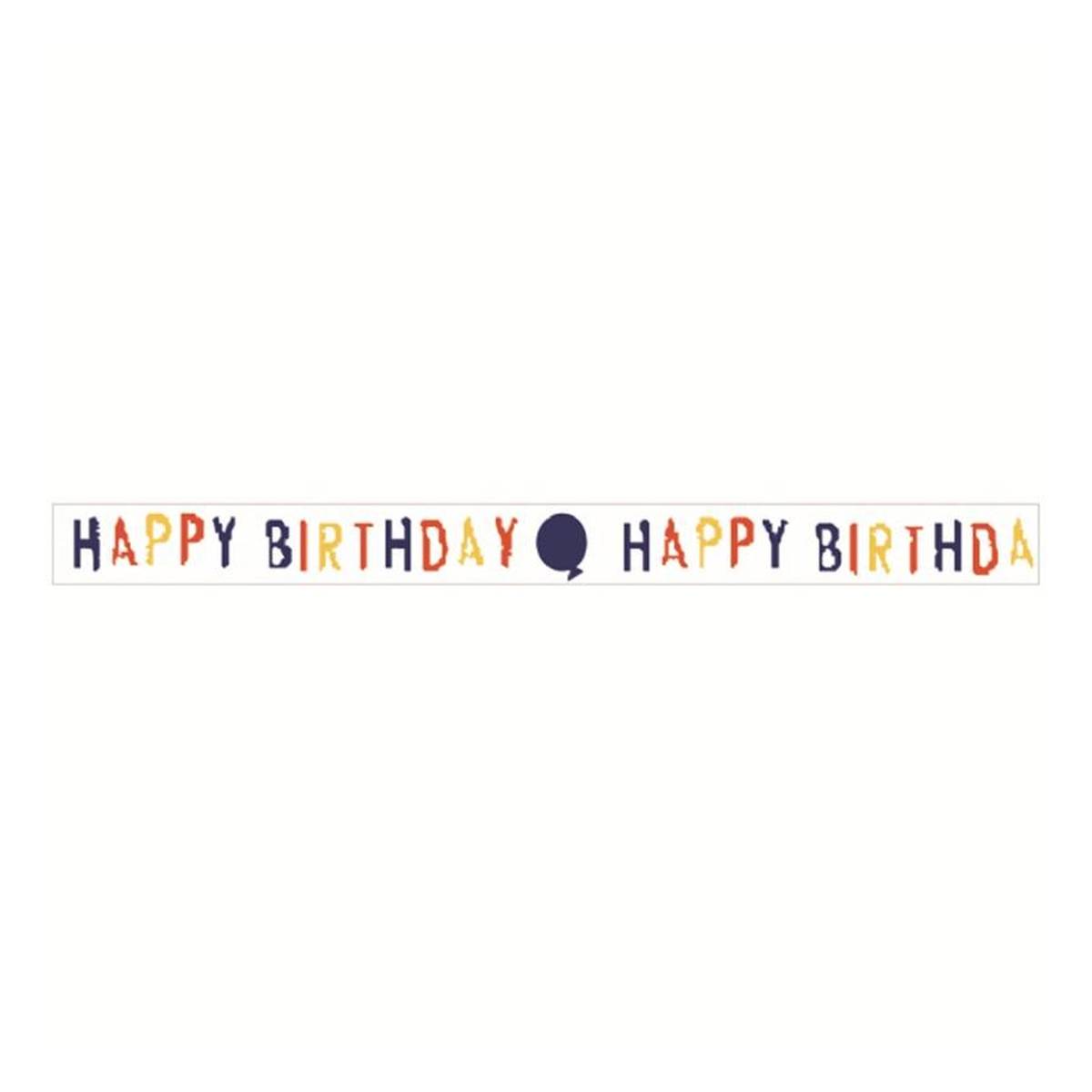 Blue Happy Birthday Balloons Ribbon 6mm x 4.5m