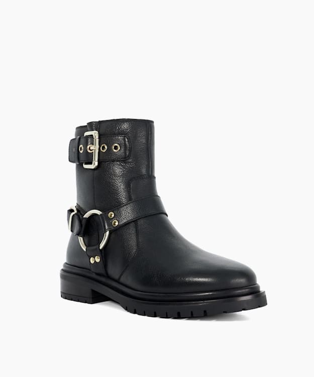 Panos Black - Cleated Sole Biker Boots