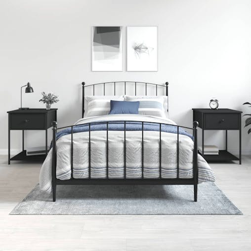 NNEVL Bedside Tables 2 pcs Black 44x45x58 cm Engineered Wood