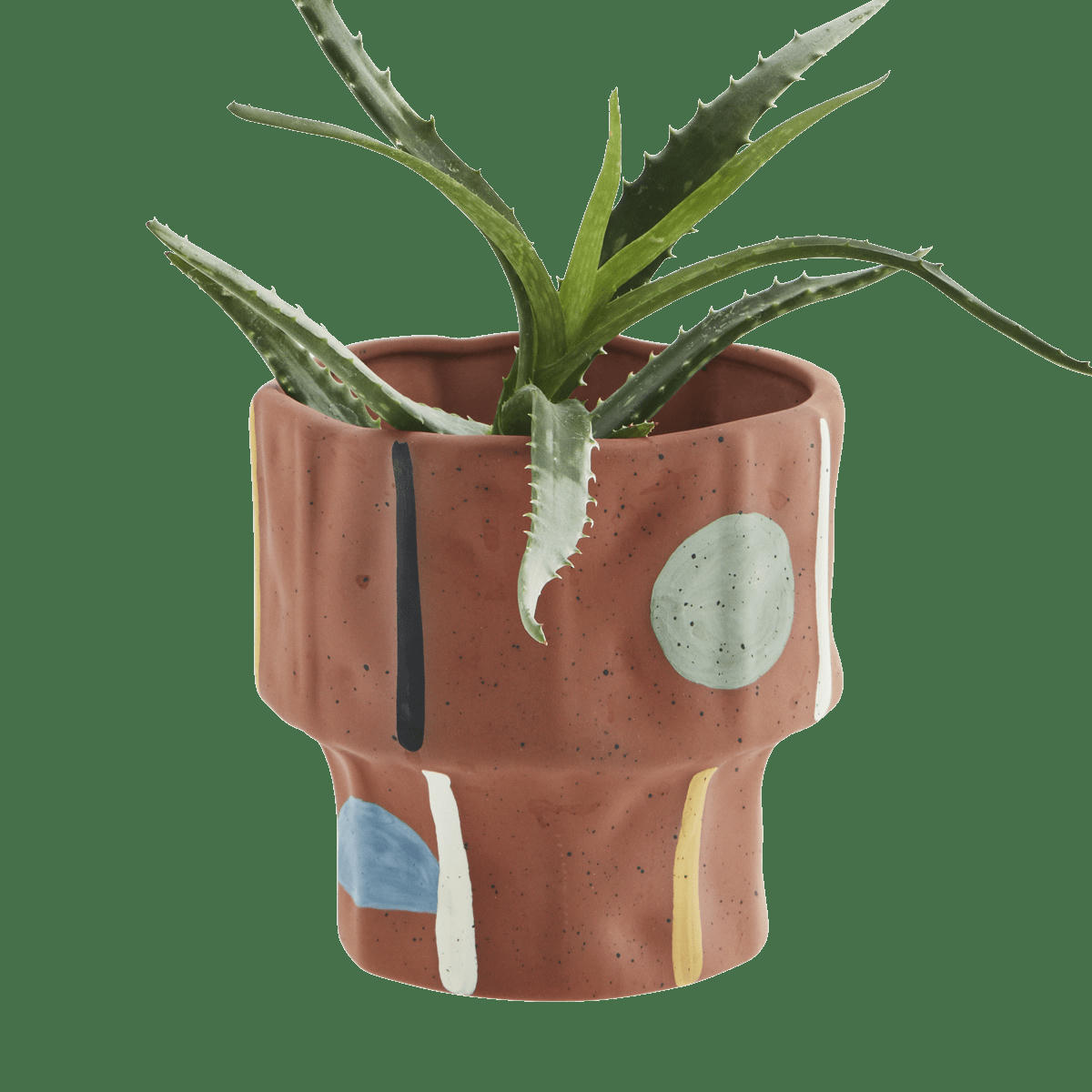 - Cache-Pot en terre cuite peint à la main 11x10.5cm