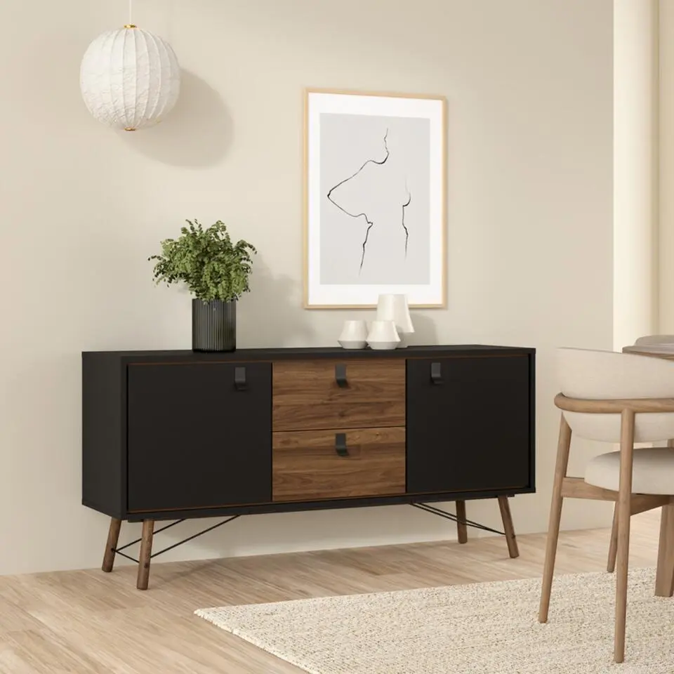 Dressoir Zwart/Bruin - 150x40x72cm - Ry