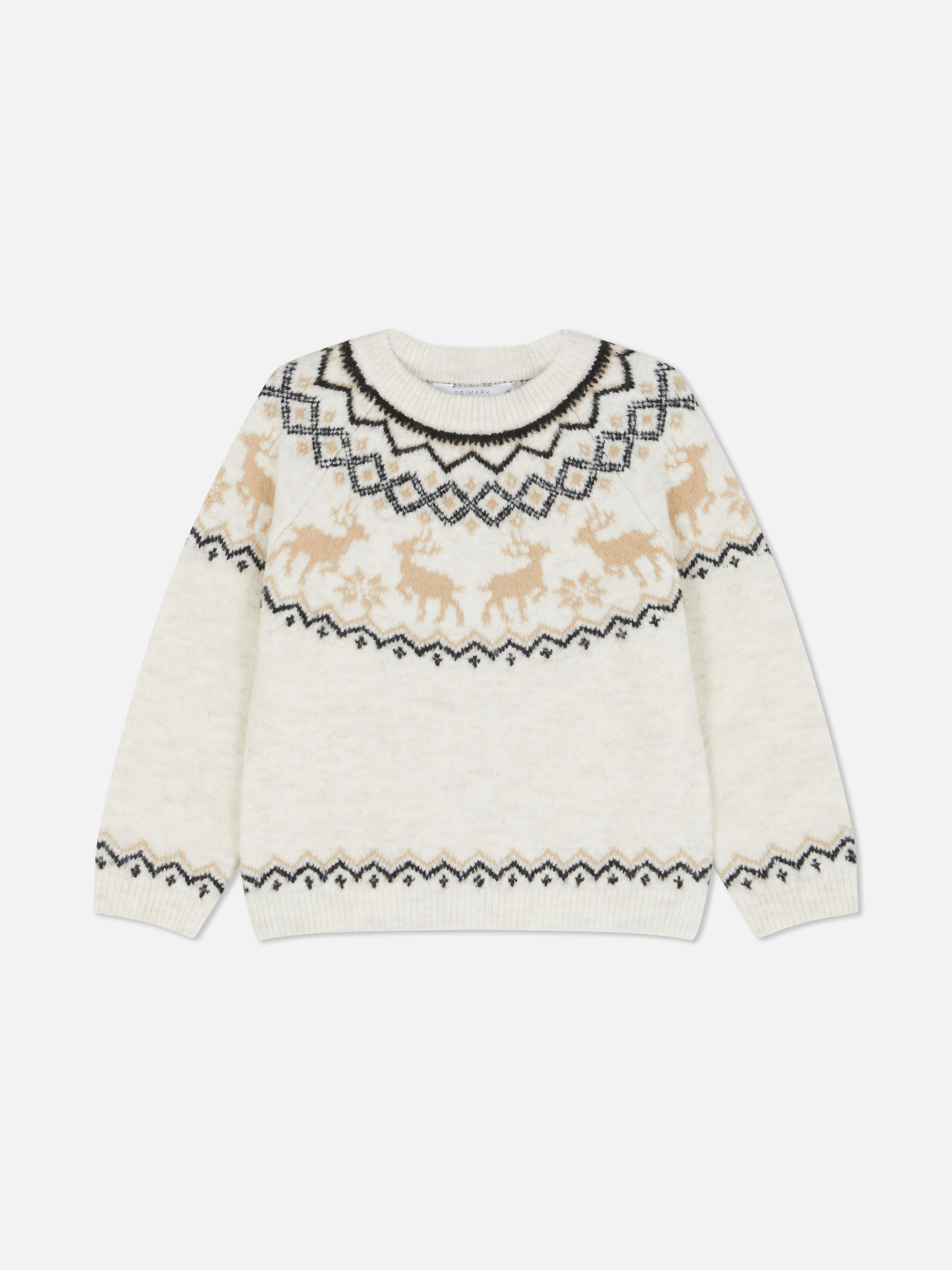 1.5-7yrs | Kid's Reindeer Fair Isle Family Christmas Sweater