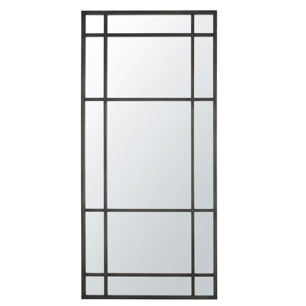 NOAH - Grand miroir fenêtre rectangulaire en métal noir 90x190