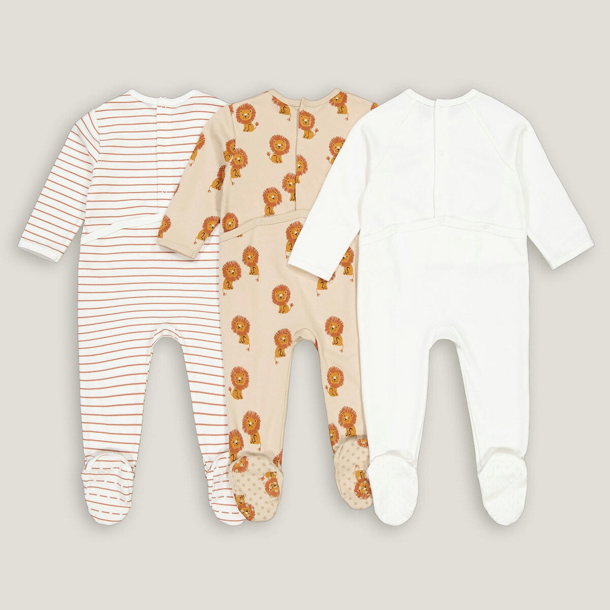 Lot de 3 pyjamas 1 pièce en coton
