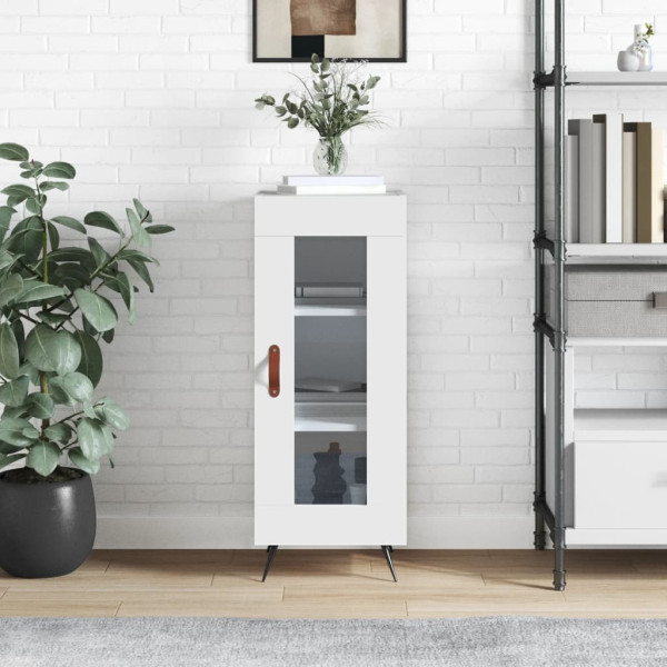 Szafka Biała z Drzwiami Szklanymi 34.5x34x90 cm do Salonu Pokoju