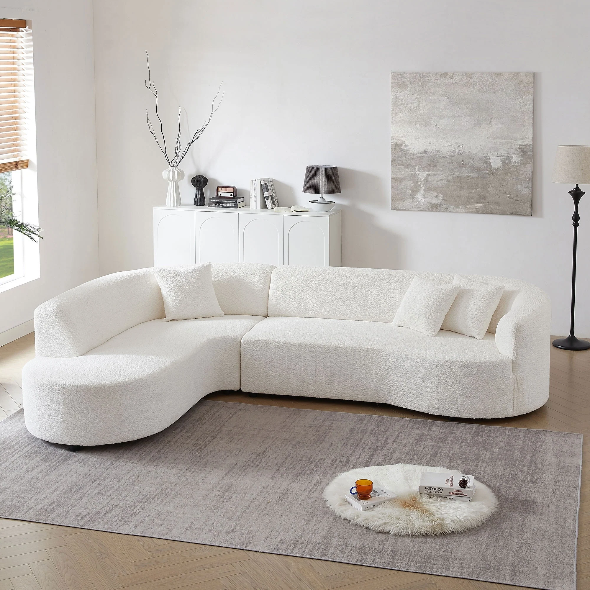 Convertible Modular Sectional Curved Sofa L-Shaped Corner Comfy Upholstered Couch Living Room Furniture Sets