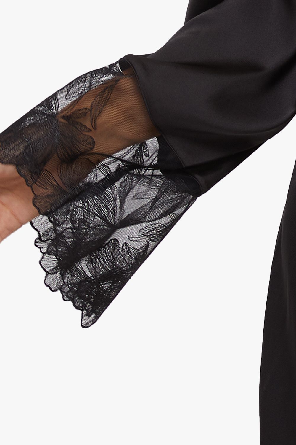 Playful Promises Eleanor Black Satin And Embroidery Robe