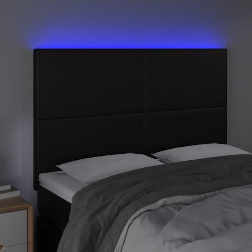 NNEVL LED Headboard Black 144x5x118/128 cm Faux Leather