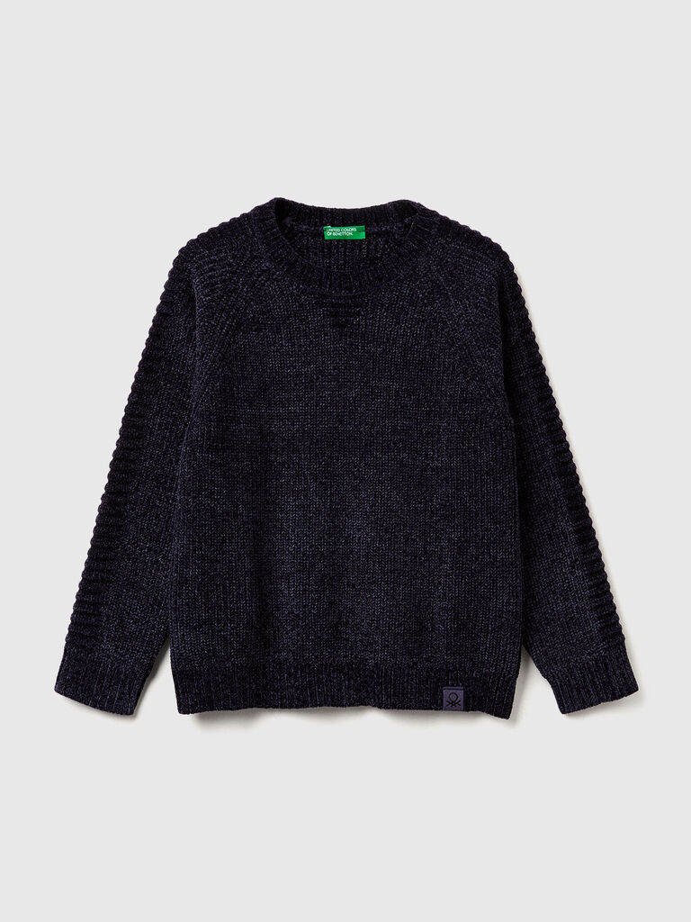 Chenille crew neck sweater
