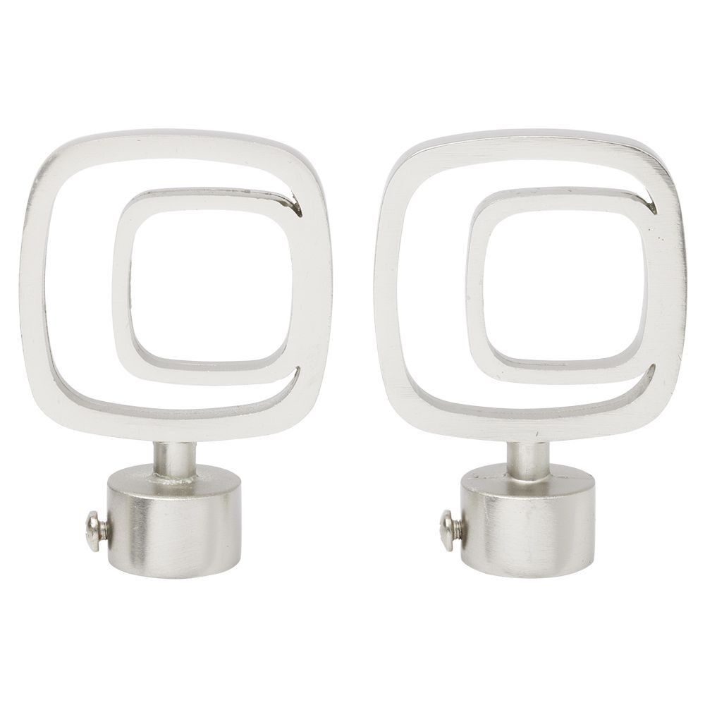 Embout tringle à rideau Ø20mm carré ajouré aluminium brossé x2