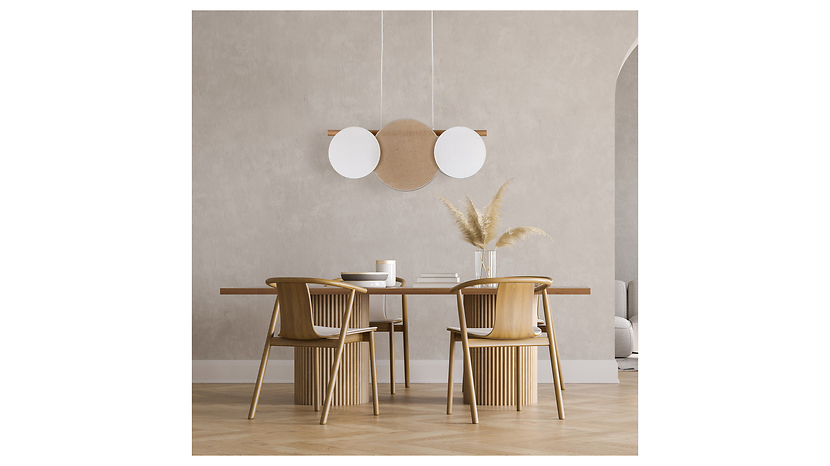 Lampa wisząca Pulse 3-punktowa drewniana beżowa