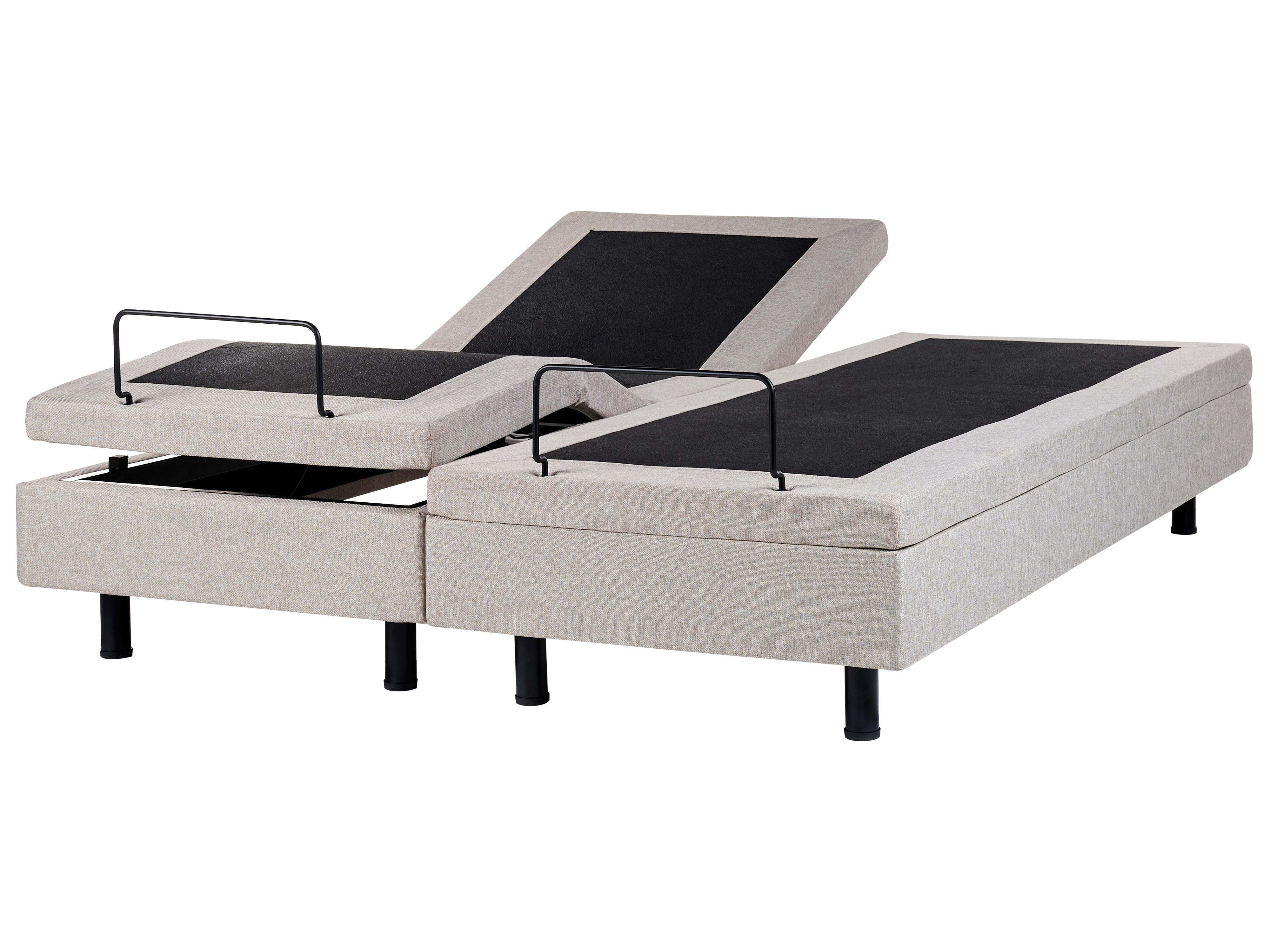 Adjustable Bed without Headboard Fabric DUKE 160 x 200 cm (EU King Size) Beige