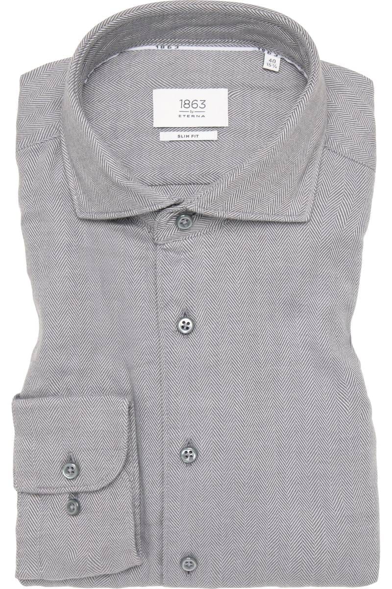 ETERNA 1863 Slim Fit Tencel Hemd silber, Strukturiert