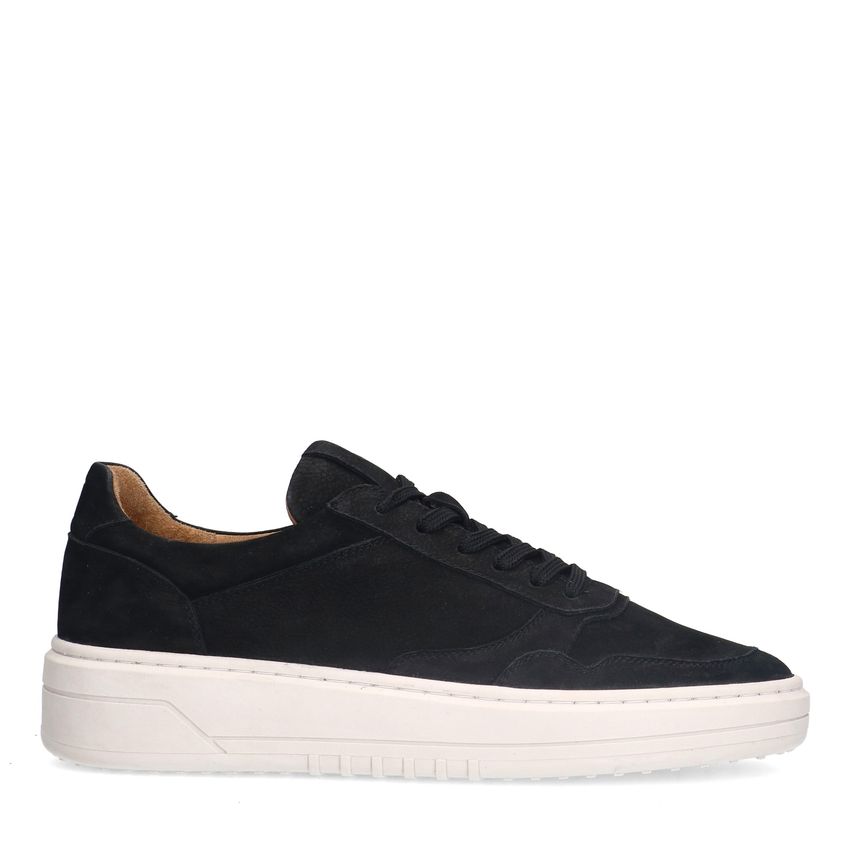 Manfield Zwarte nubuck sneakers