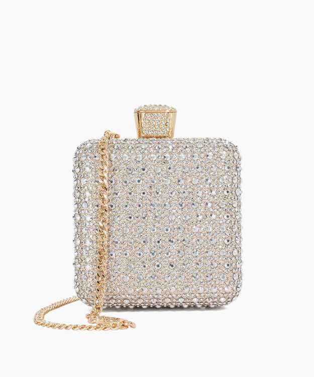 Elida Silver - Embellished Box Clutch Bag