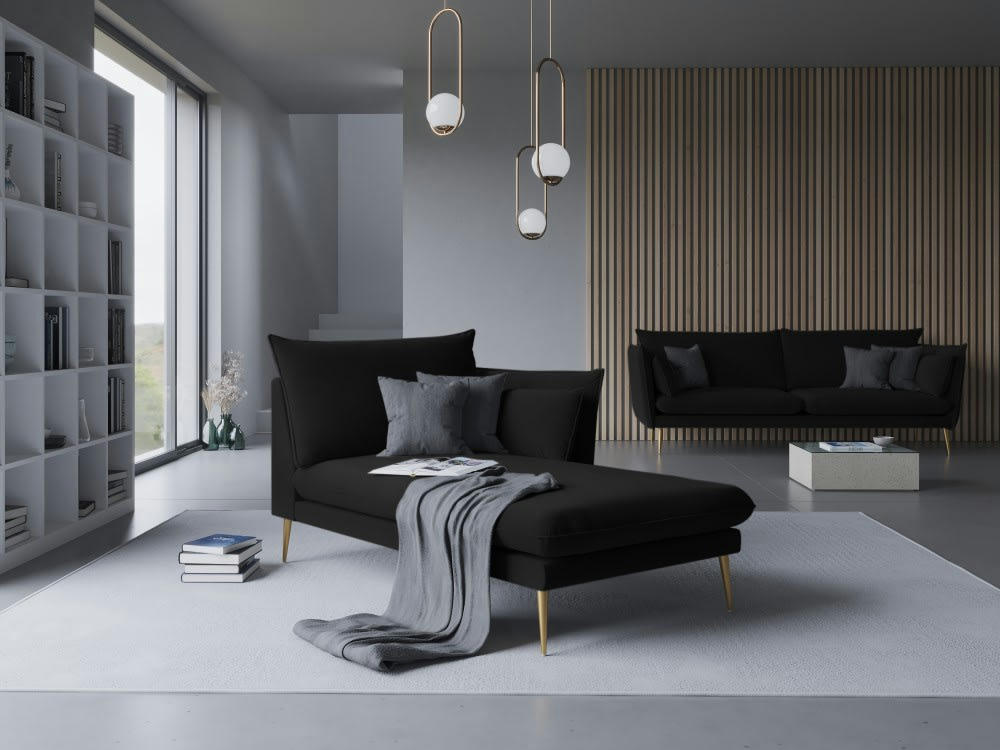 AGATE - Méridienne en velours noir