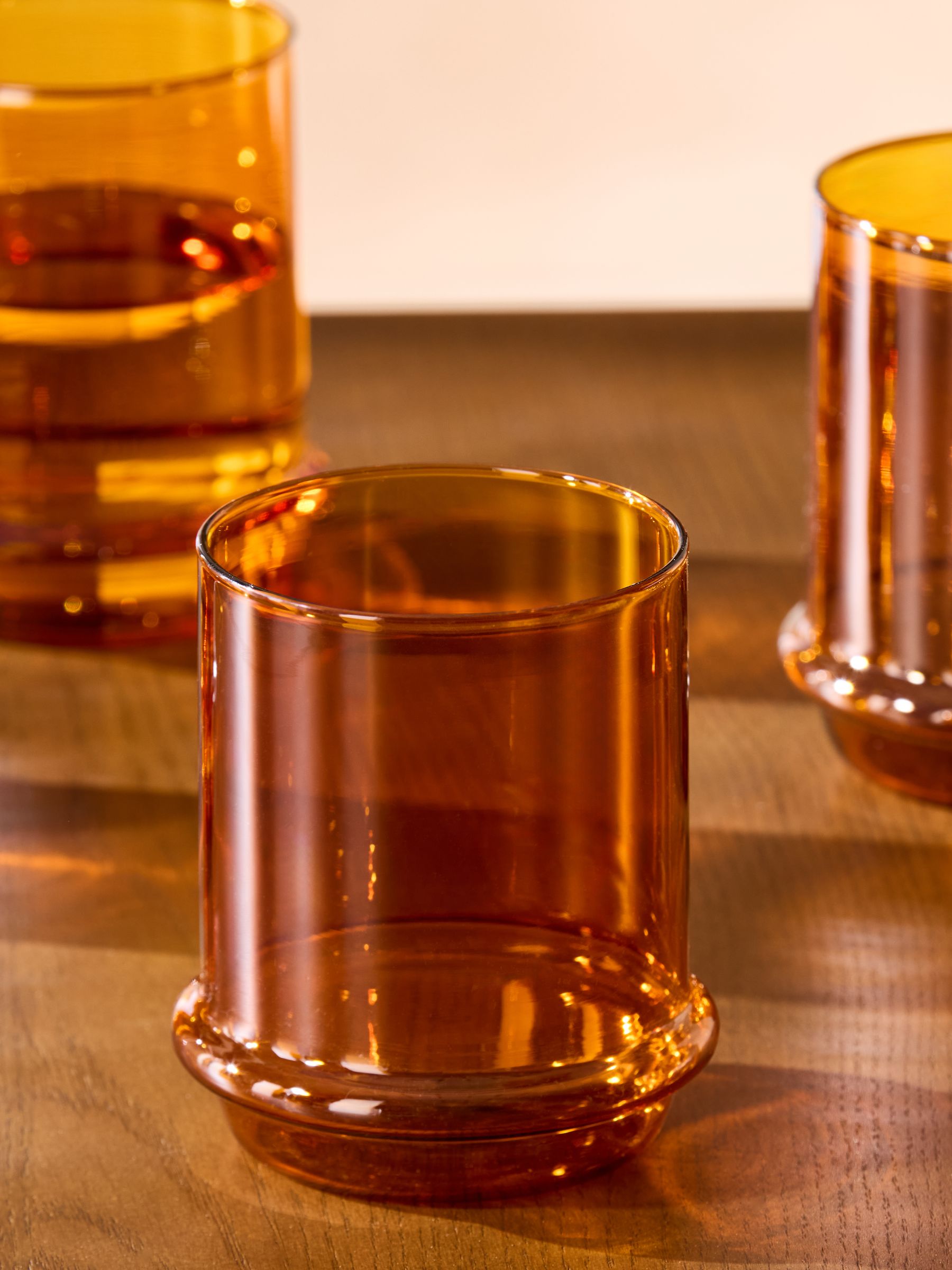 Set of 4 Theon Tumbler Glasses in Amber Orange