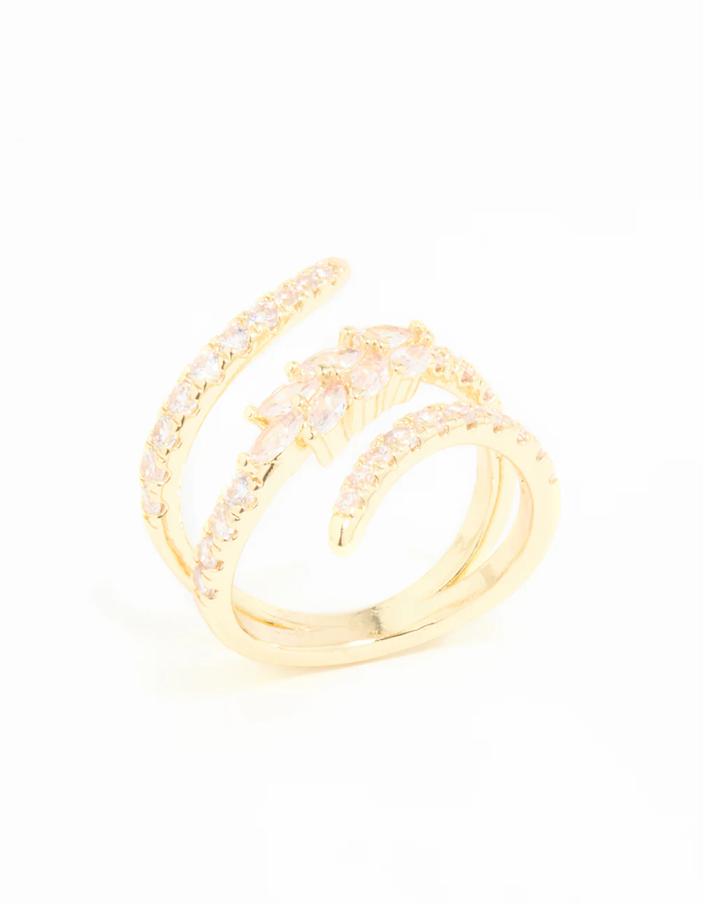 Gold Plated Cubic Zirconia Open Wrap Ring