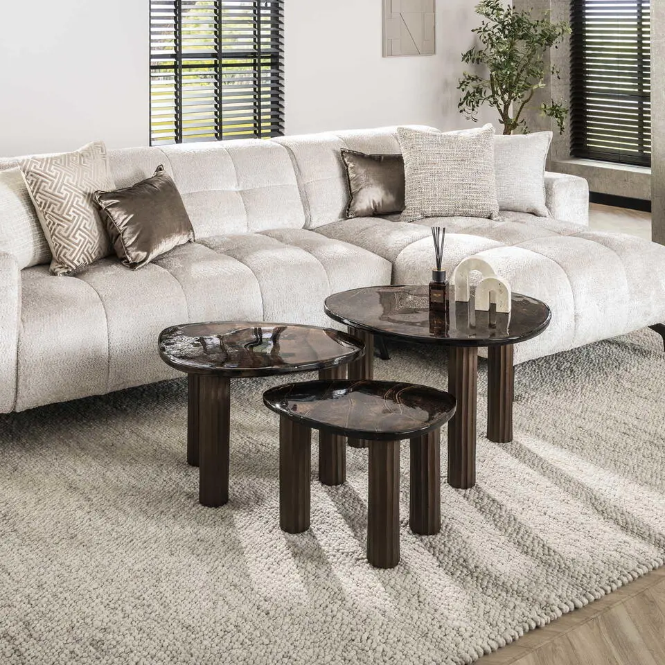 Salontafel Koper Glas - 62x45x40cm - Eclipse