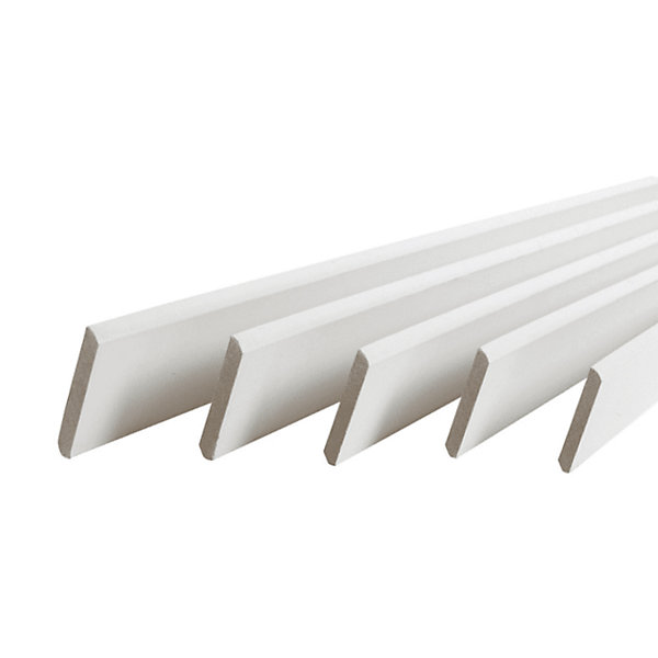 lot de 5 plinthes bord arrondi MDF revêtues blanc 2200 x 50 x 13 mm