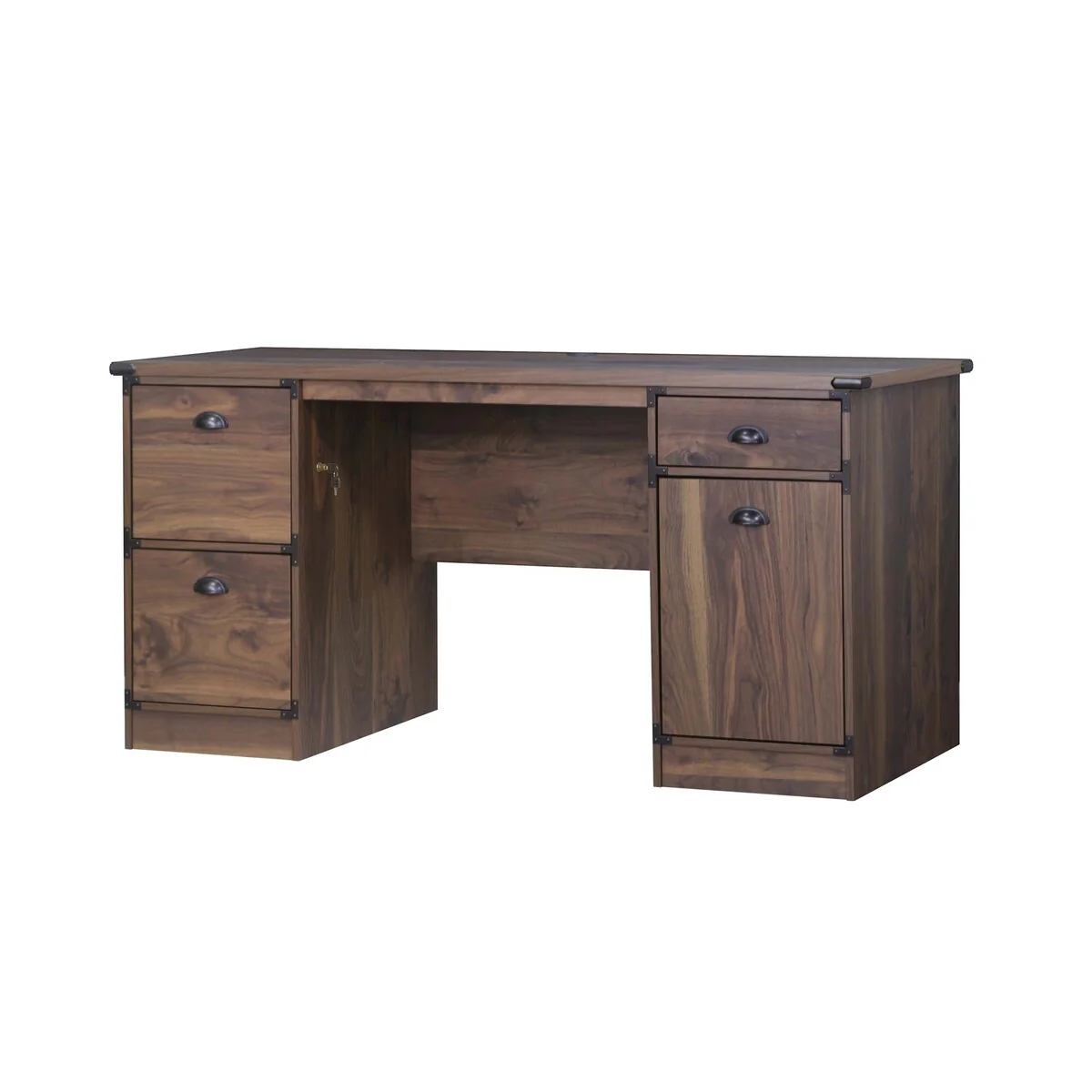 Brunei Contemporary Dark Walnut Wood Executive Desk