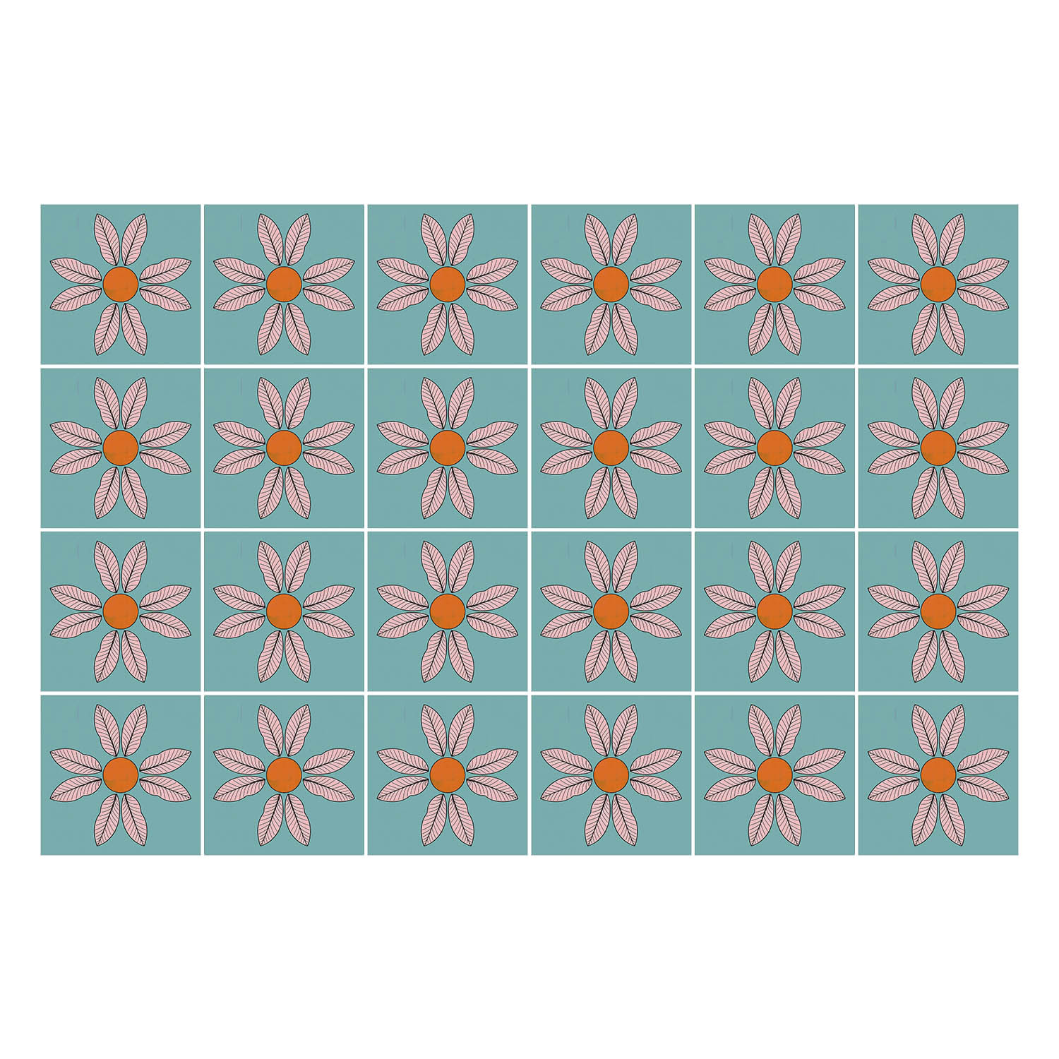 Naklejki na kafelki 10x10 cm Kwiatowe motywy w układzie 24 szt.