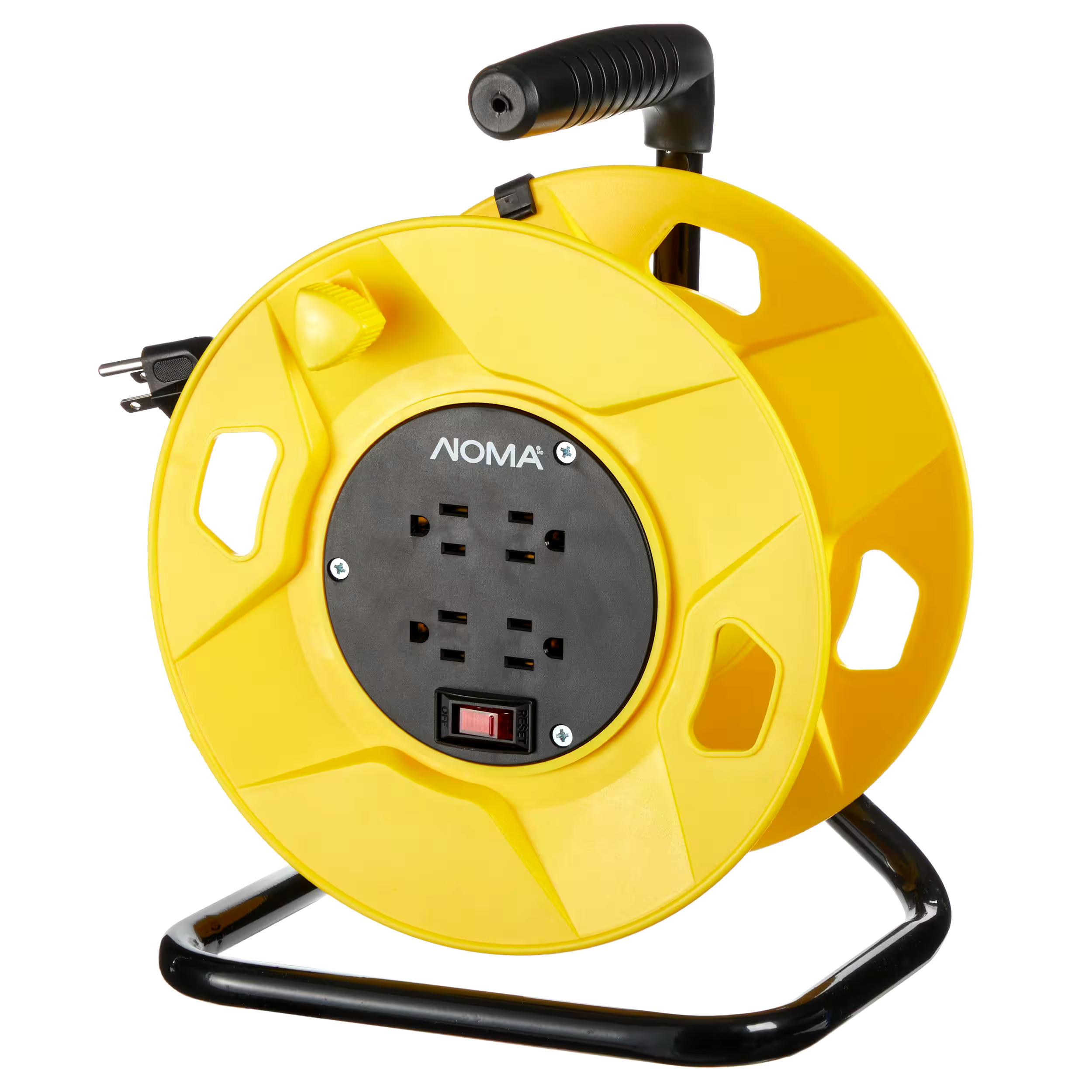 NOMA 100-ft Extension Cord Storage Reel with 4 Grounded Outlets and Circuit Breaker