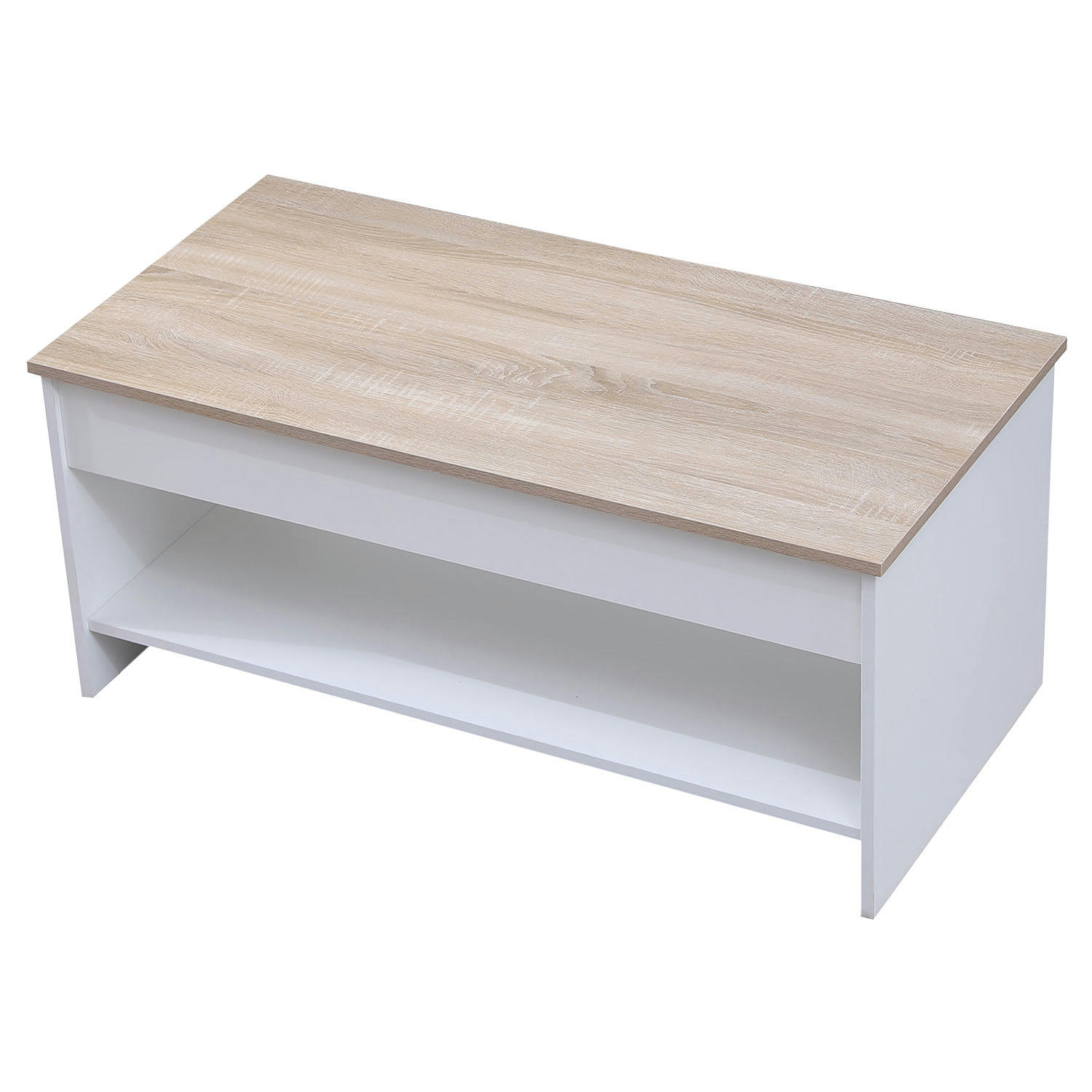 HEDDA - Table basse avec plateau relevable blanche et bois