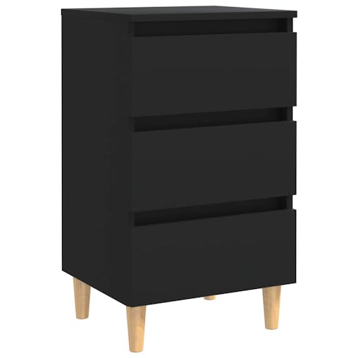 NNEVL Bed Cabinets with Solid Wood Legs 2 pcs Black 40x35x69 cm