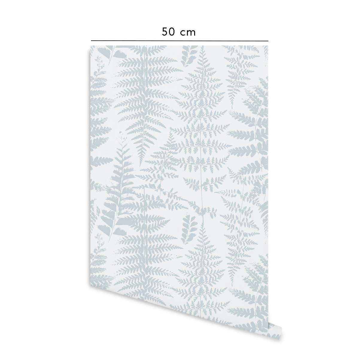 FERN - Papier peint vinyle adhésif fougère bleu 50x300 cm