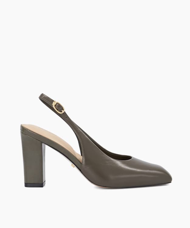 Defining Dark Grey - Leather Slingback Court Shoes