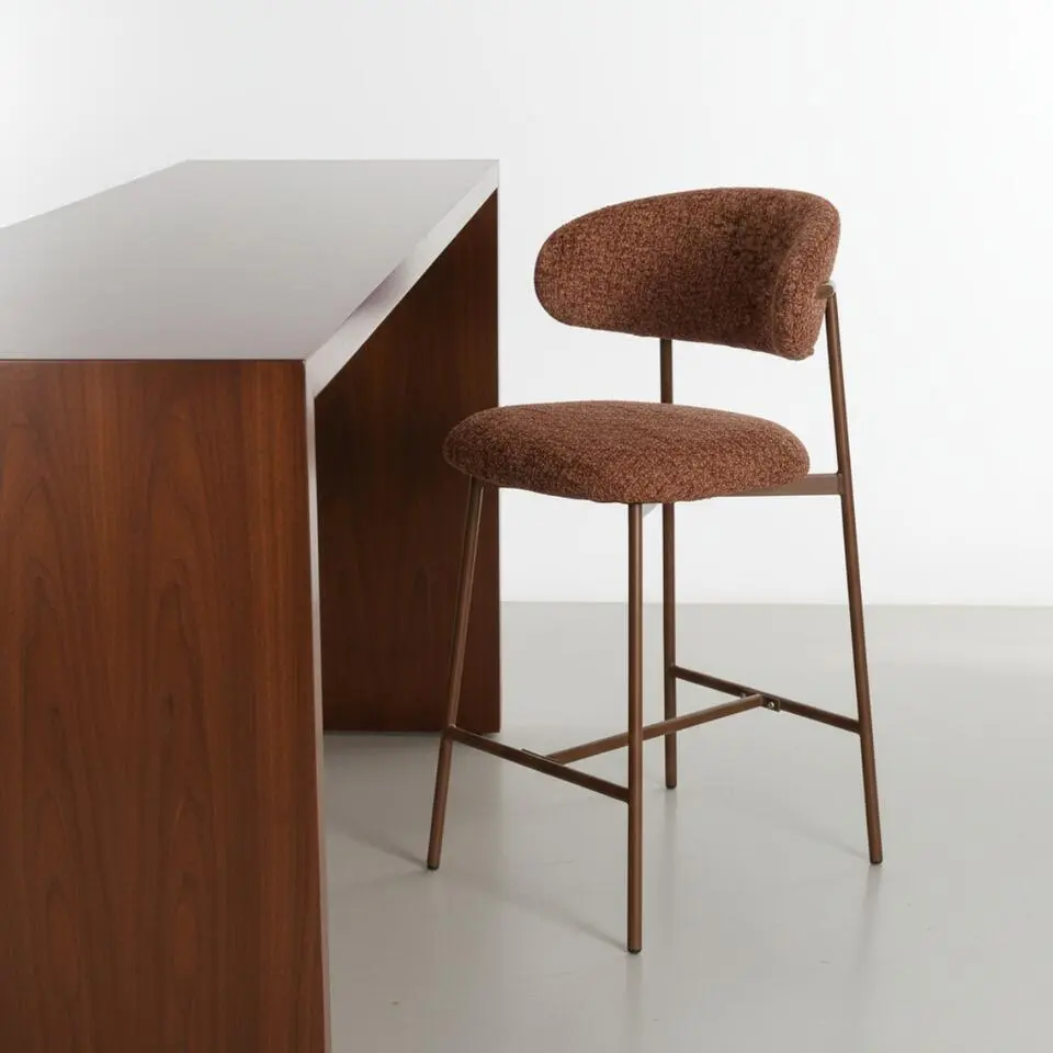 Barstoel Terracotta Stof - Claes - Set van 2