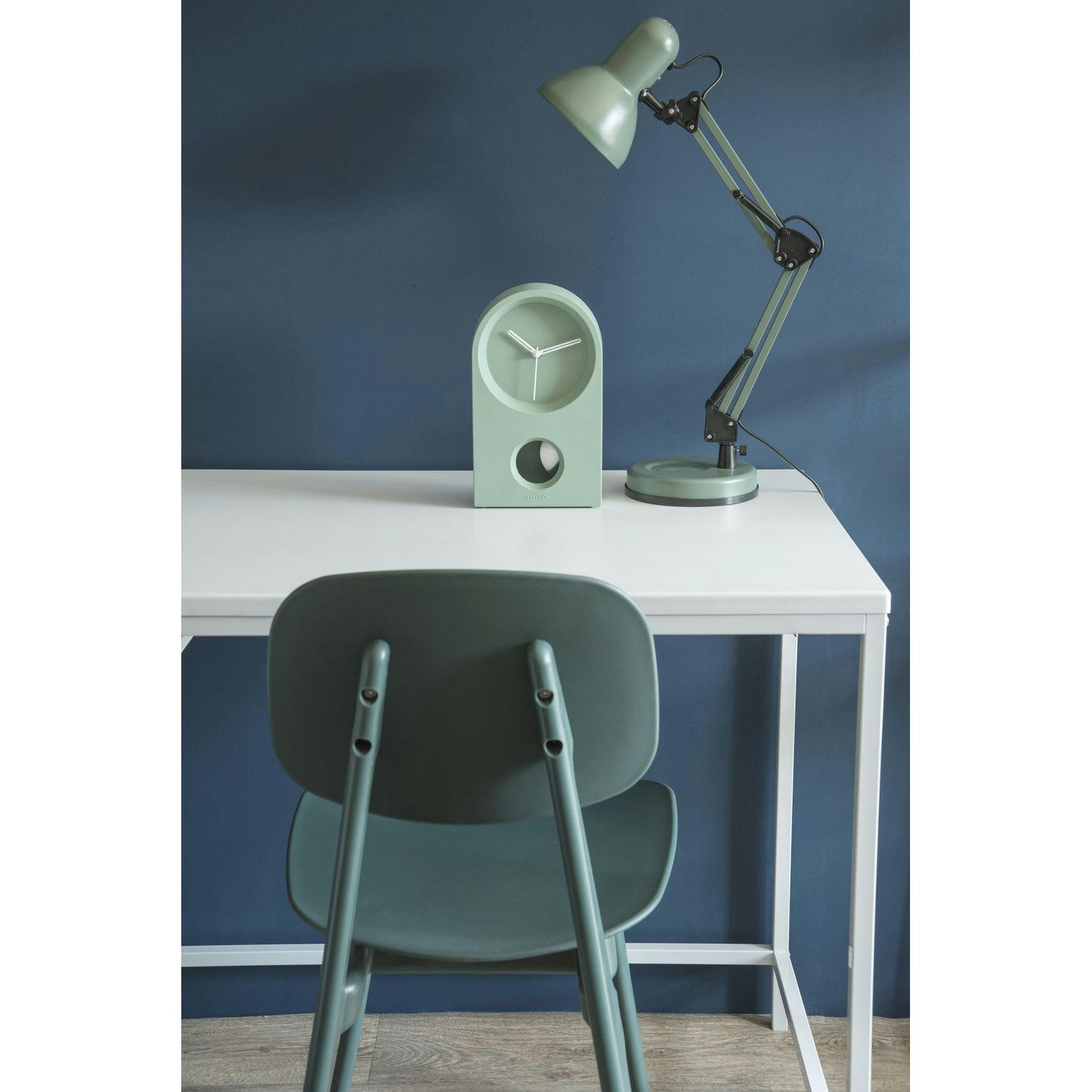 WALL CLOCK - Pendule design rétro h. 25 cm vert kaki