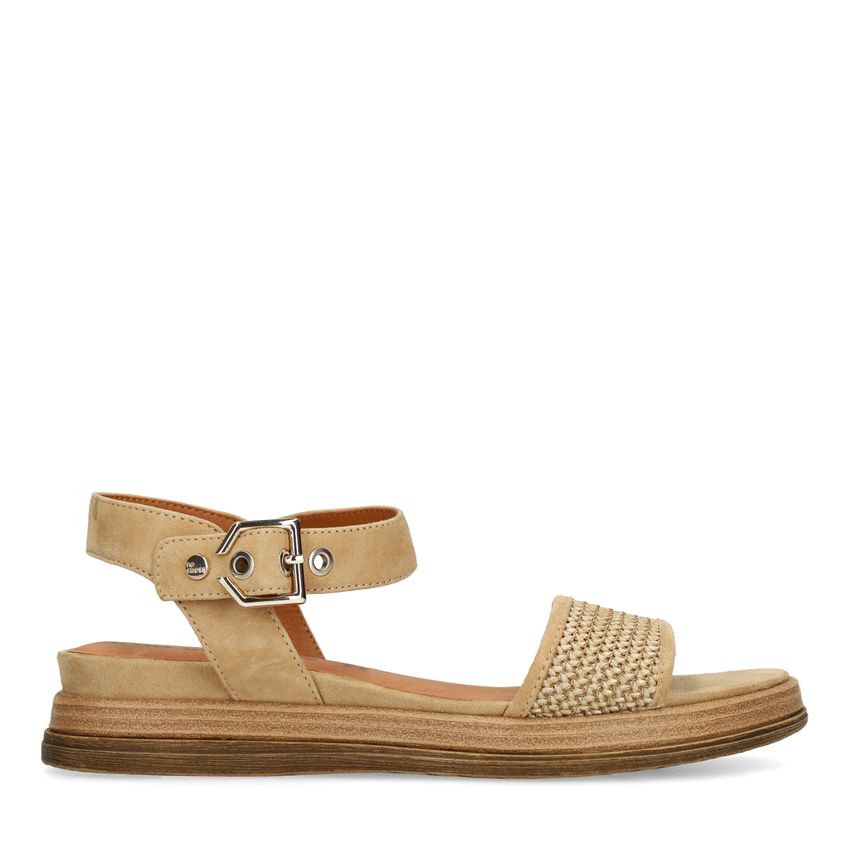 No Stress Cognac leren plateau sandalen