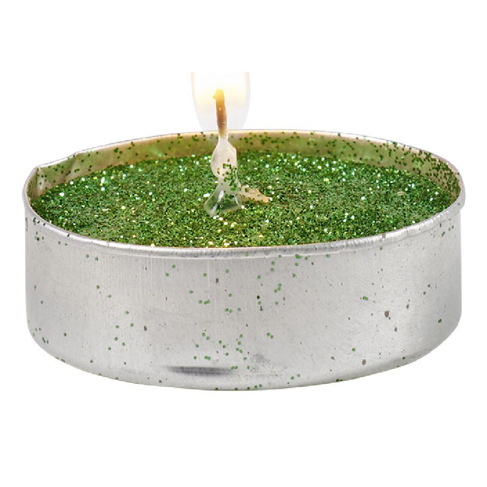 Bougie chauffe plat vert pailleté x6