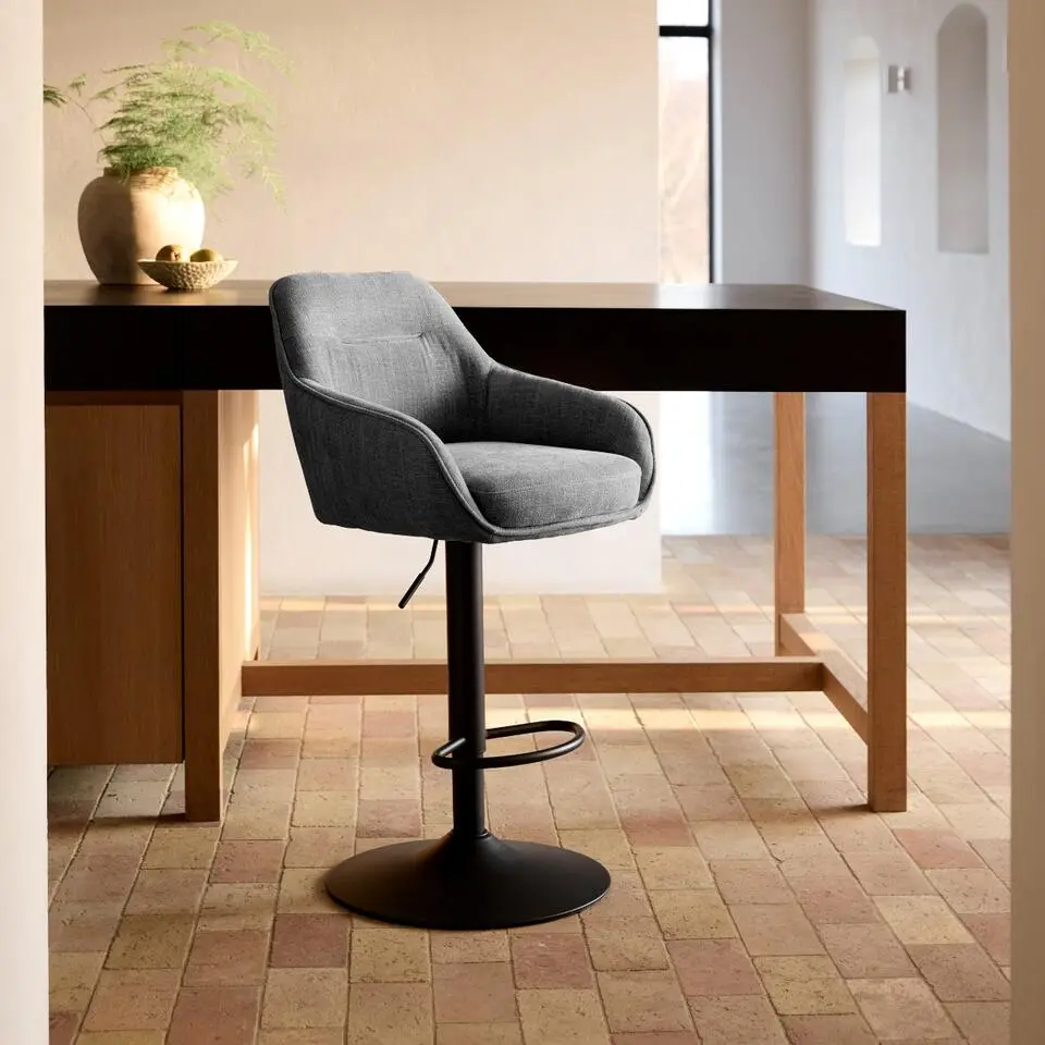 Barstoel Antraciet Stof - Verstelbaar - Avola - Set van 2