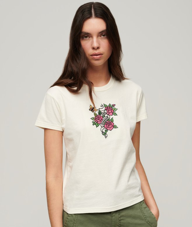 Tattoo Embroidered Fitted T-Shirt