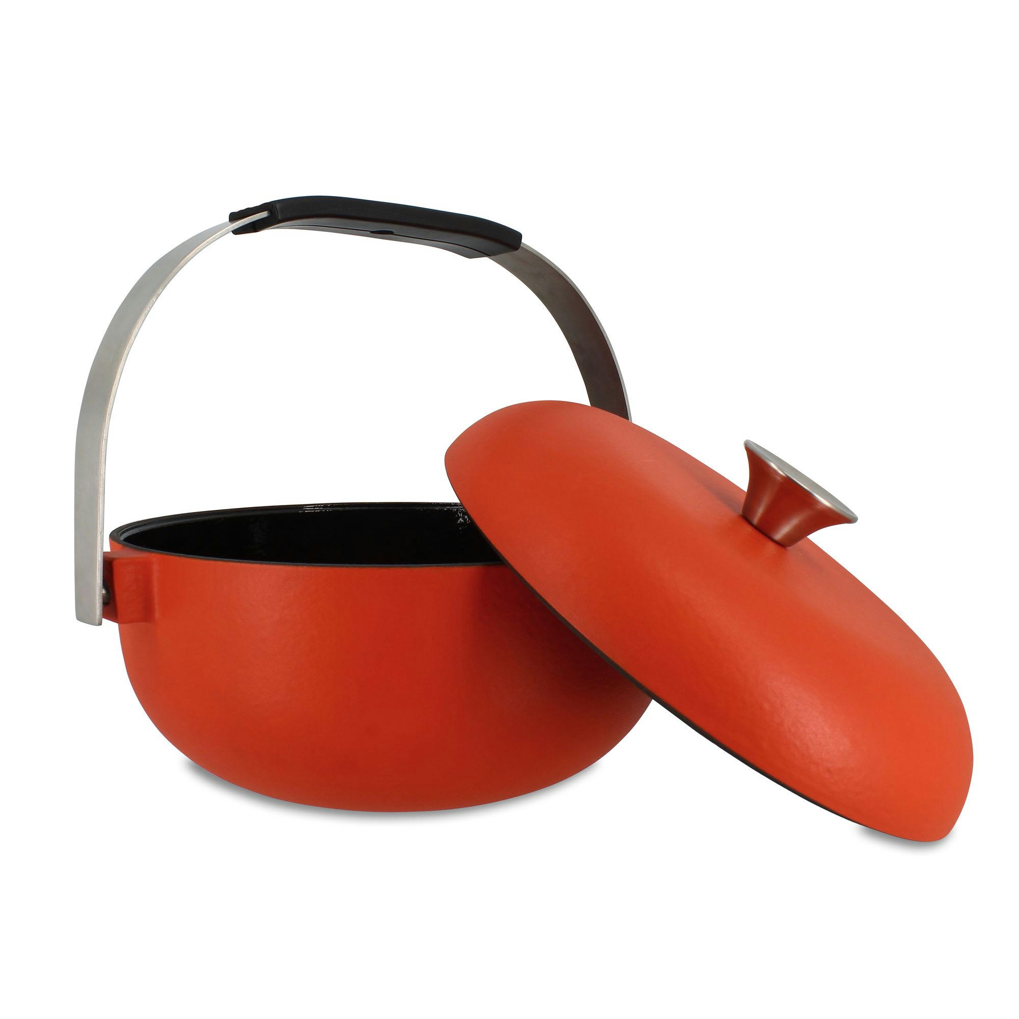 OLAF - Cocotte en fonte rouge Ø24cm avec anse en acier inoxydable