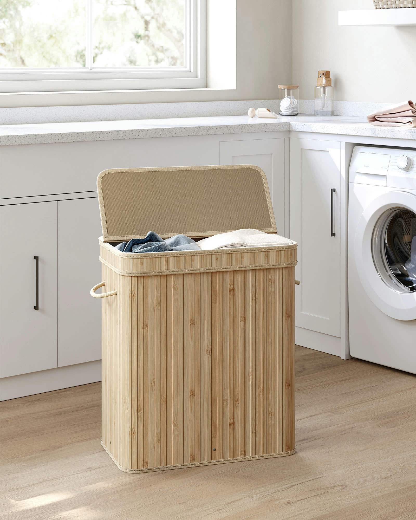VOLUME 100L - Panier à linge 100L bambou couleur boisée