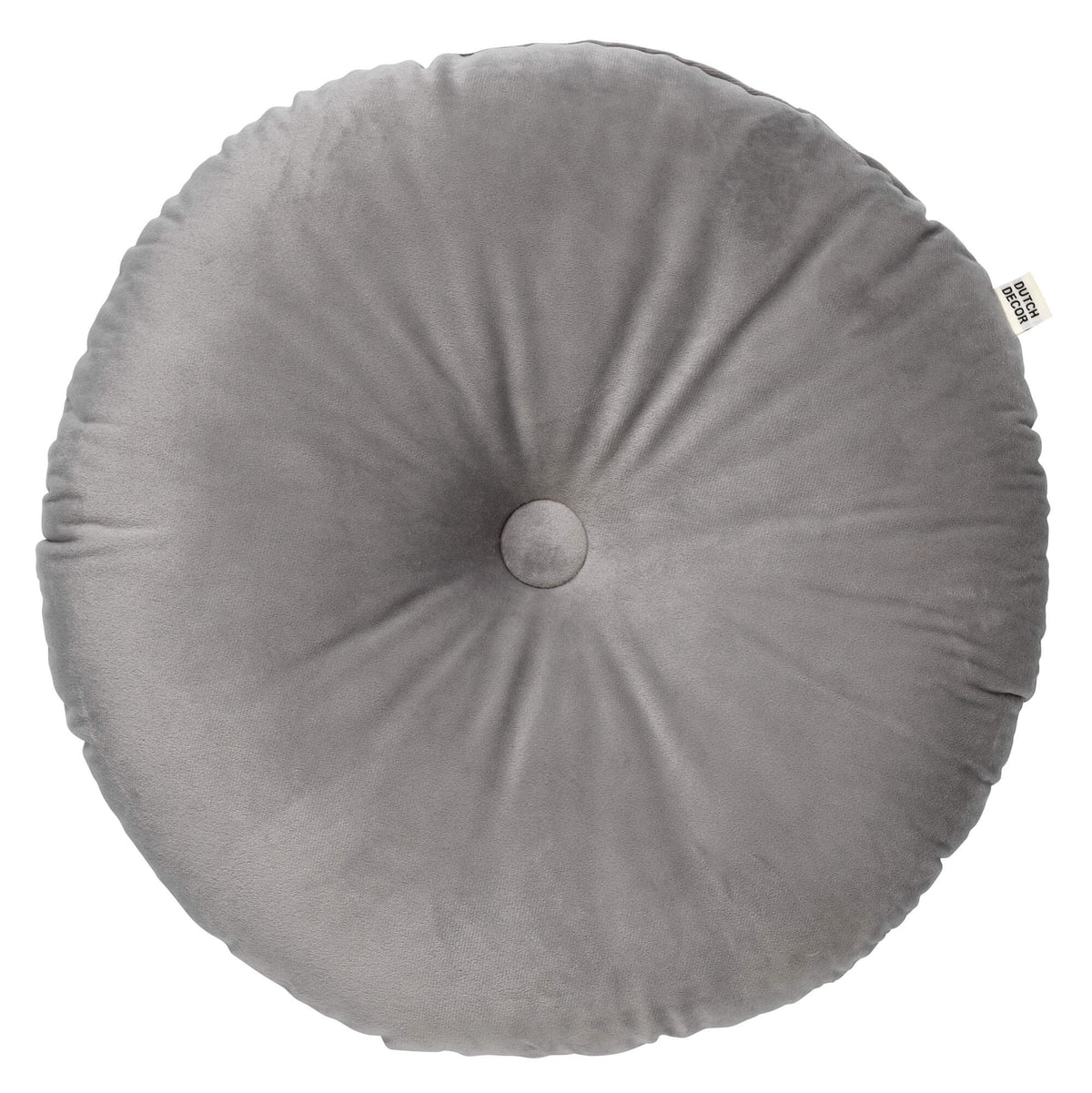 OLLY - sierkussen Ø38 cm - rond velvet - Micro Chip - grijs