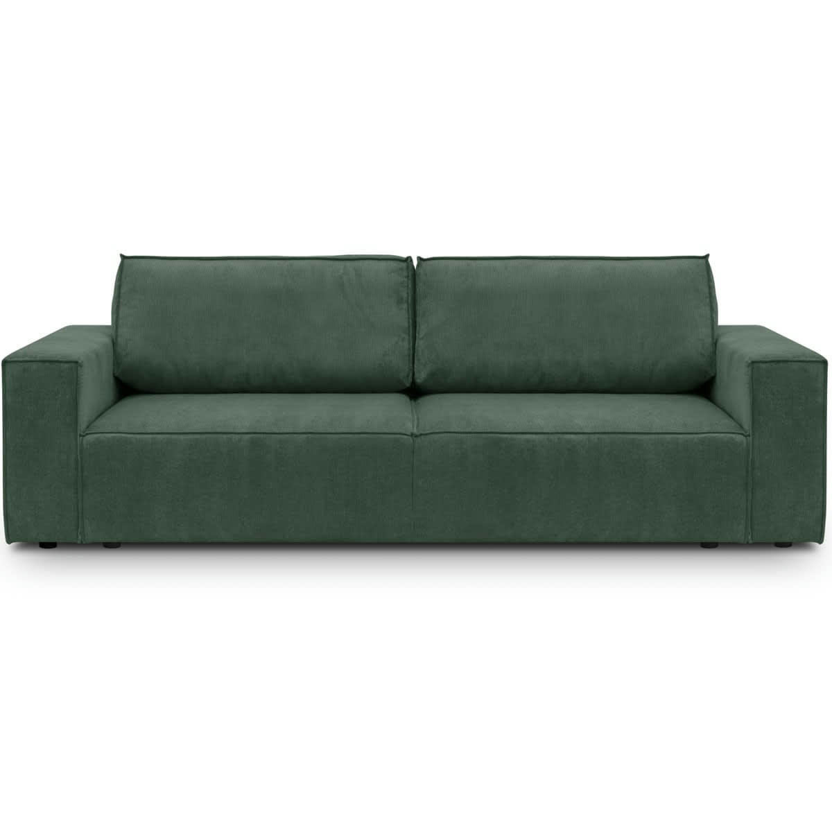 HARPER - Canapé convertible 3 Places avec coffre en velours fines côtes vert