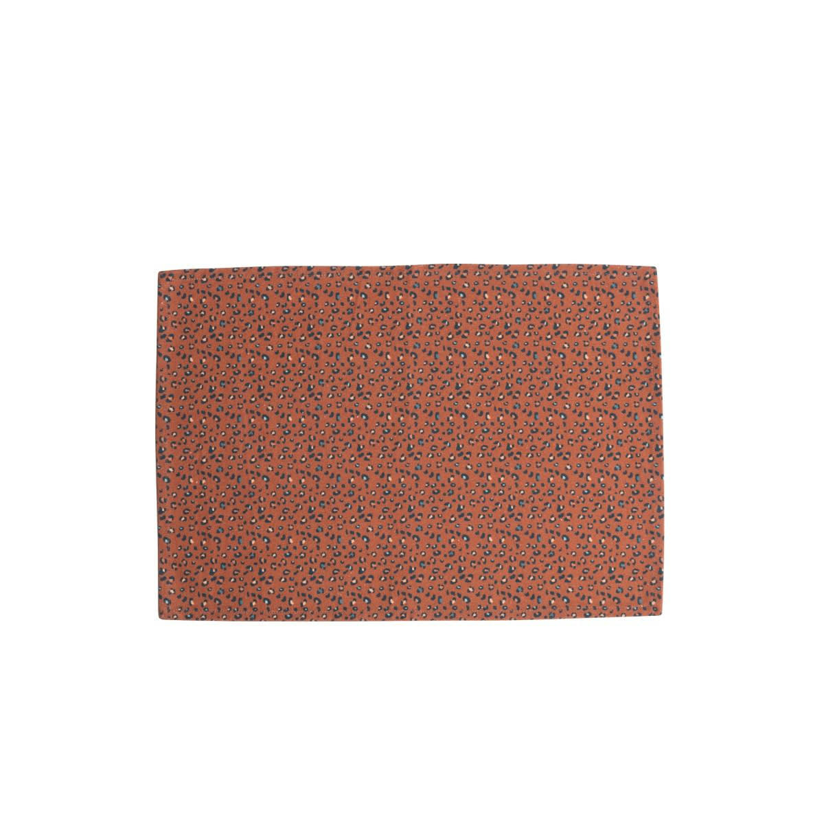 HÔTEL PARTICULIER - Set de table en coton imprimé léopard rouge foncé 35x50