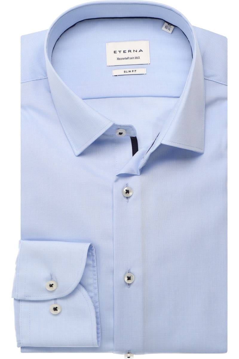 ETERNA Slim Fit Tencel Hemd mittelblau, Strukturiert