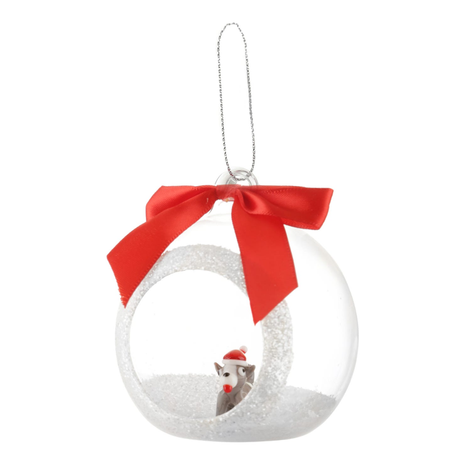 Pallina Natale segnaposto cane in vetro borosilicato
